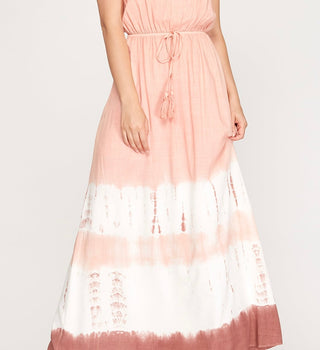 Peach Tie Dye Maxi Dress