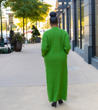 Cable knit kelly green cardigan