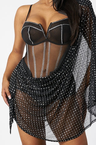 RHINESTONE OVERLAY DRESS